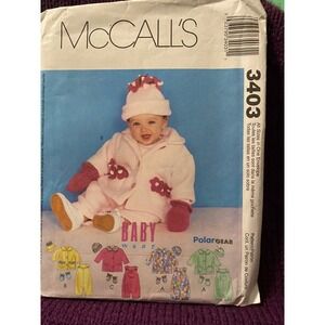 McCalls Sewing pattern3403  baby jumper jacket hat mittens